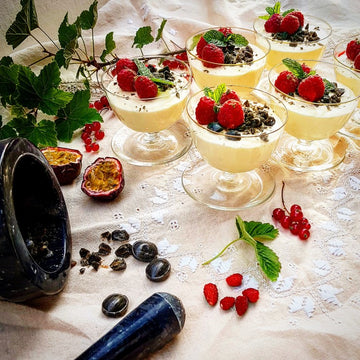 Lemon and Lime Mousse with Licorice and Raspberries